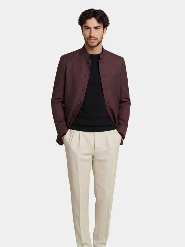 Elegancka męska kurtka z stojącym kołnierzem i dopasowanym krojem