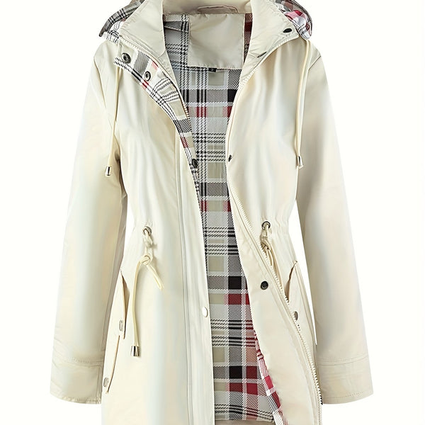 Miejska Klasa | Beżowy płaszcz z kapturem i paskiem