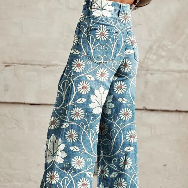 Boho Kwiatowa Vintage Spodnie | Letni styl w retro wydaniu