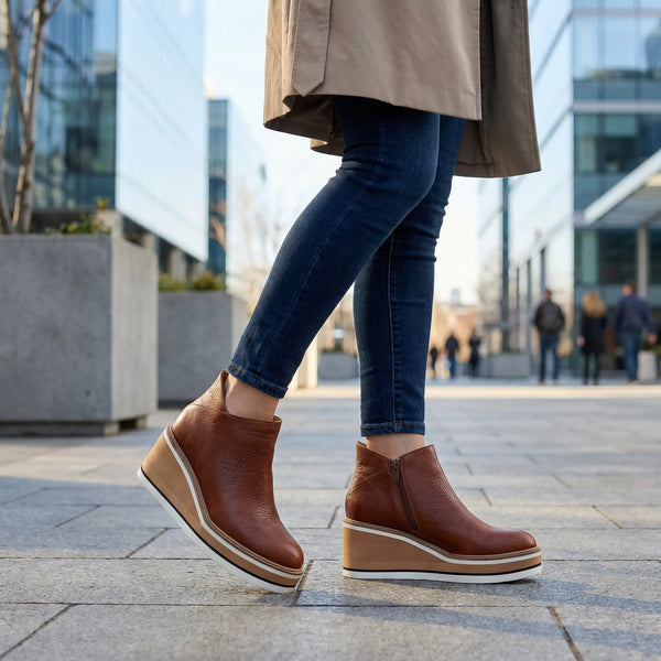 Botki Damskie Na Koturnie Z Platformą