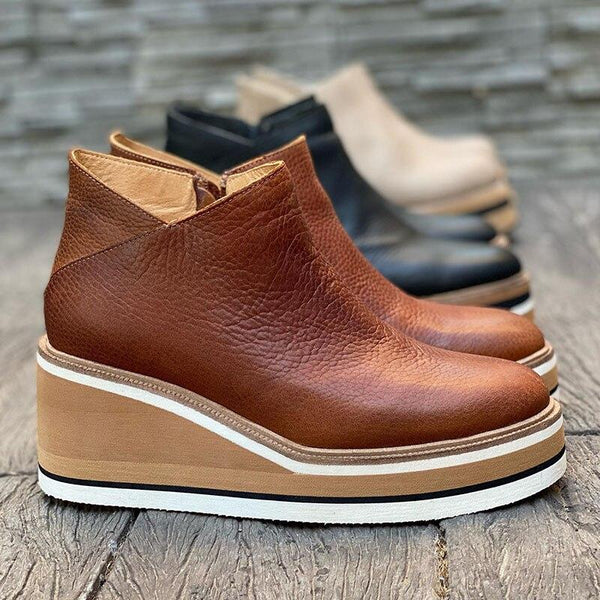 Botki Damskie Na Koturnie Z Platformą