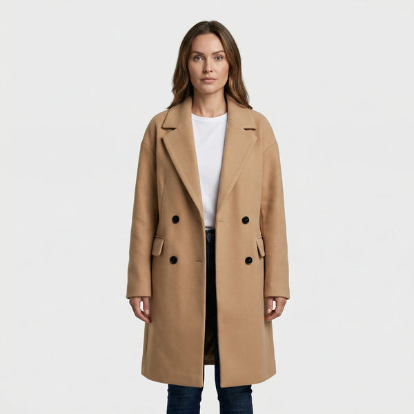 Dwurzędowy Płaszcz Do Kolan Dla Kobiet
