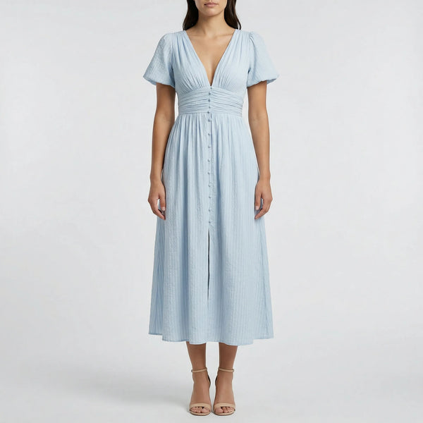 Elegancka Sukienka Midi Z Guzikami