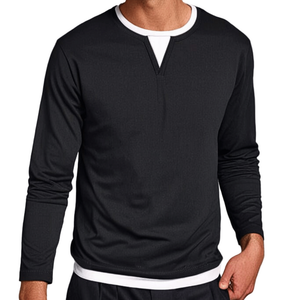 Henley | Męska koszula z długim rękawem z minimalistycznym kołnierzykiem Henley