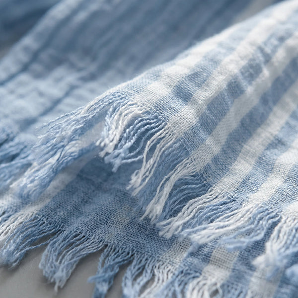 Lekki Szalik W Paski Z Frędzlami