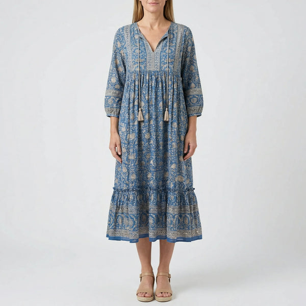 Luźna Sukienka Midi Z Dekoltem V