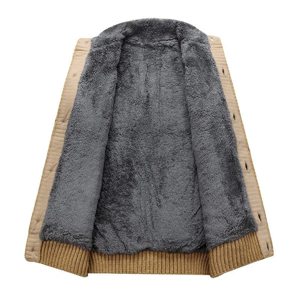 Sweter męski z splotem warkoczowym i ociepleniem z polaru | ciepły i stylowy