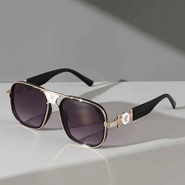 Okulary przeciwsłoneczne damskie | Zielone aviator ze złotą oprawką