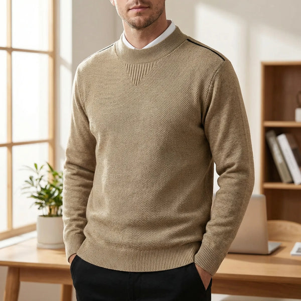 Sweter Z Fakturowanym Splotem I Golfem
