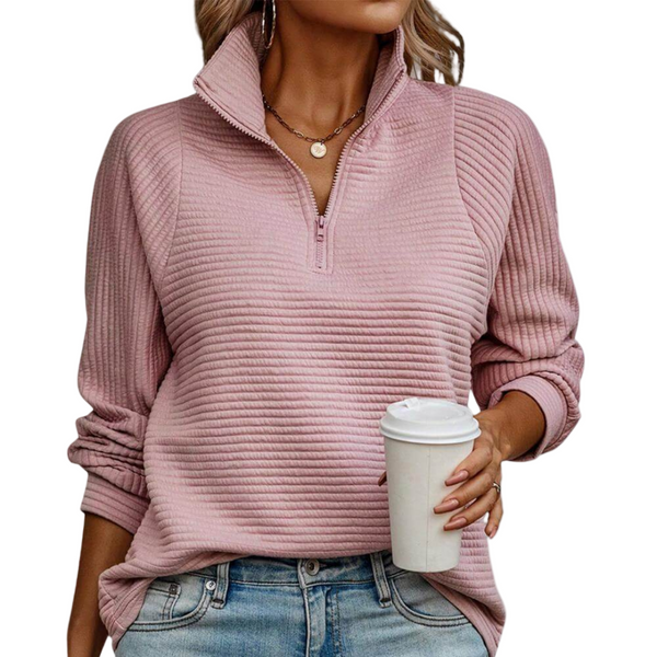 Sweter Stacey | Damski sweter z dzianiny z półzamkiem