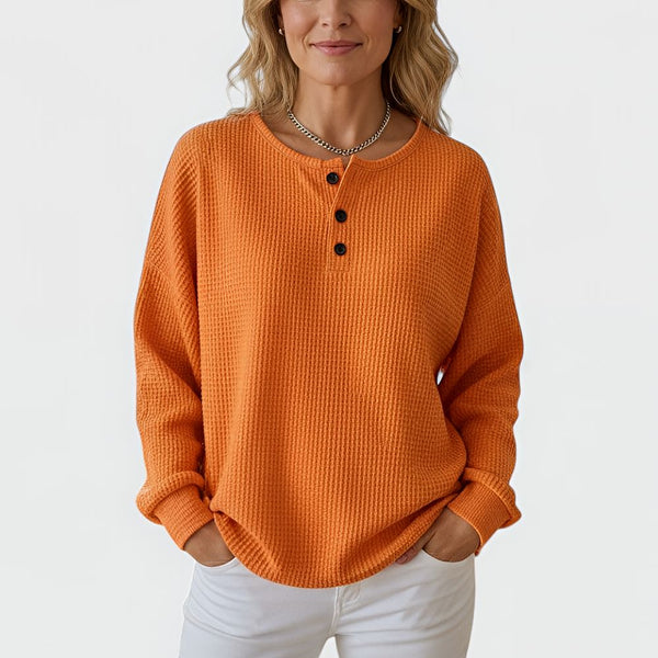 Sweter wafelowy z guzikami – damski