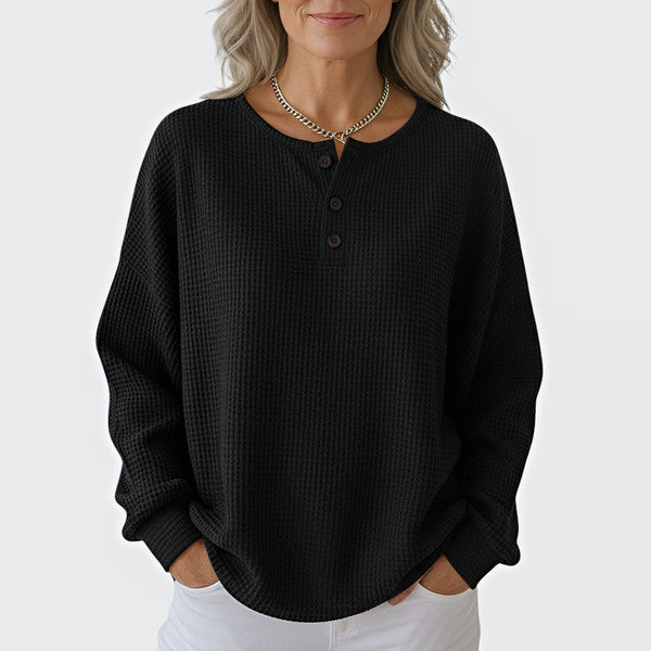 Sweter wafelowy z guzikami – damski