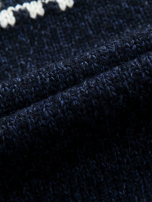 Kamizelka Heren | Dzianinowy kardigan z wzorem płatków śniegu i zamkiem błyskawicznym