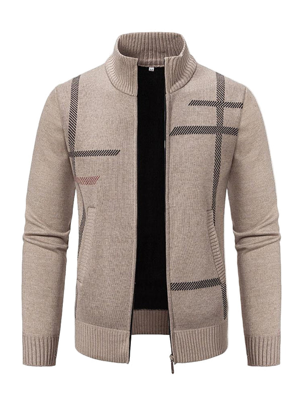 Sweter męski z dzianiny | Ciepła kamizelka z wzorem linii