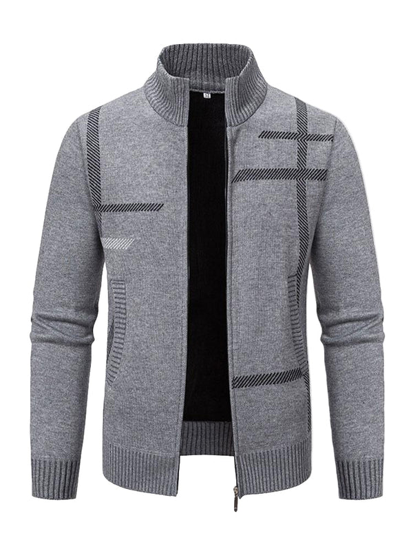 Sweter męski z dzianiny | Ciepła kamizelka z wzorem linii