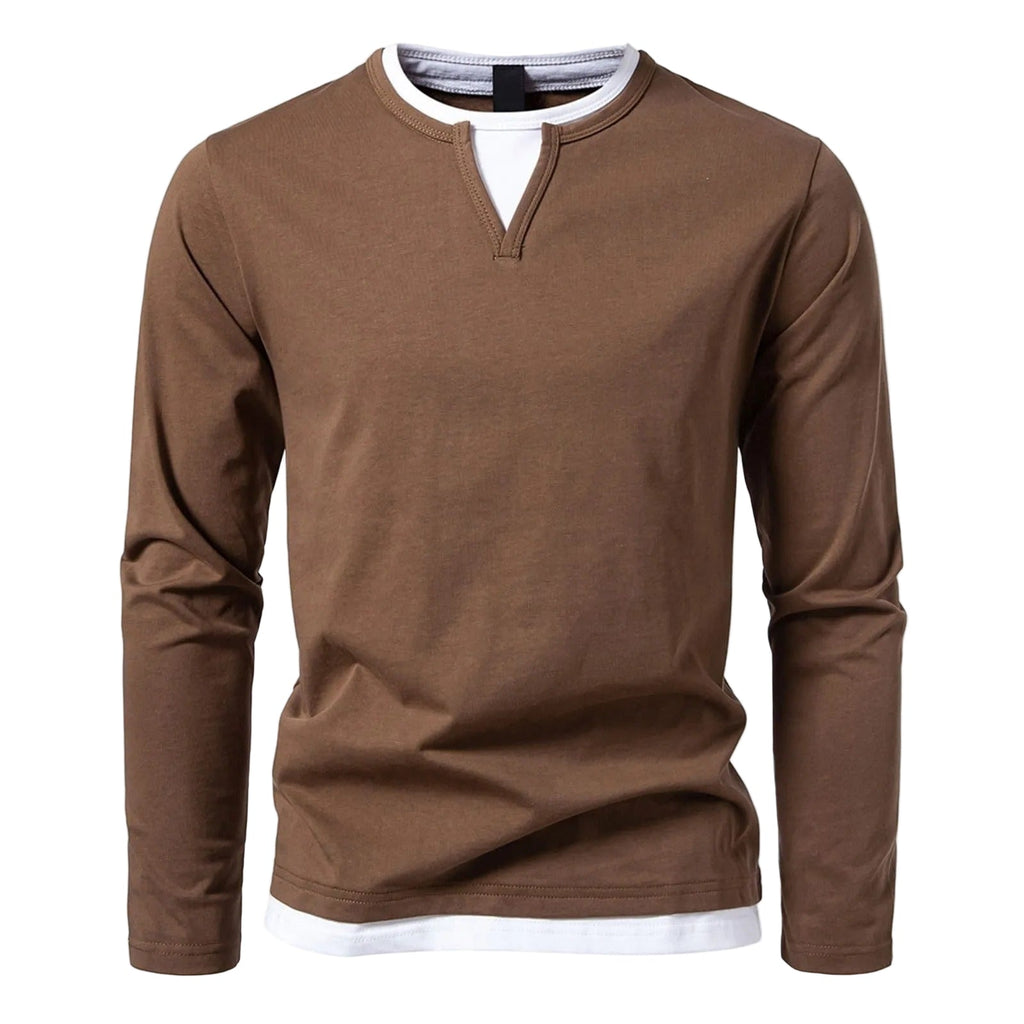 Henley | Męska koszula z długim rękawem z minimalistycznym kołnierzykiem Henley