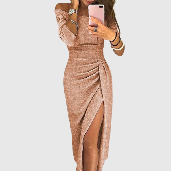 Dopasowana Sukienka Maxi Z Rozcięciem