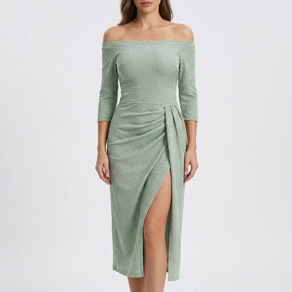 Dopasowana Sukienka Maxi Z Rozcięciem