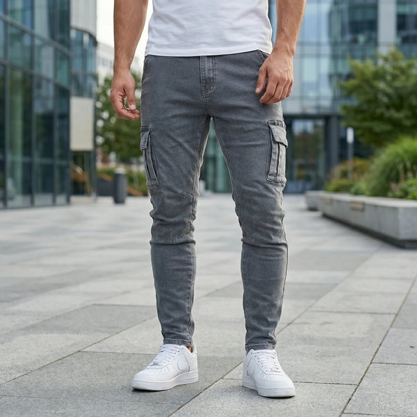 Dopasowane Spodnie Cargo Z Kieszeniami