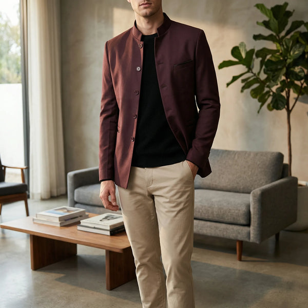 Elegancka Kurtka Ze Stójką Dla Mężczyzn