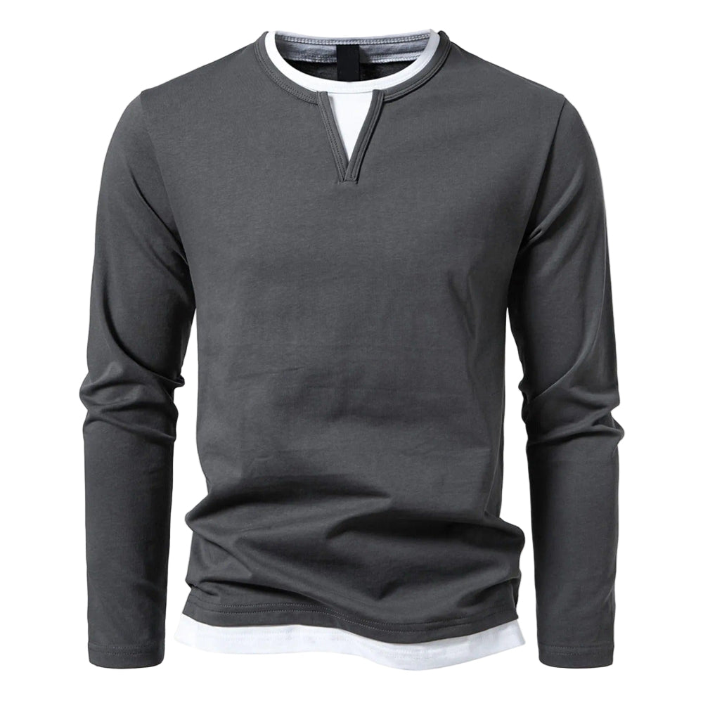 Henley | Męska koszula z długim rękawem z minimalistycznym kołnierzykiem Henley