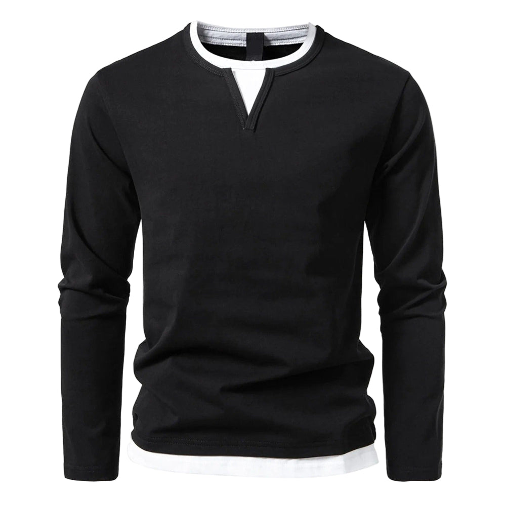 Henley | Męska koszula z długim rękawem z minimalistycznym kołnierzykiem Henley