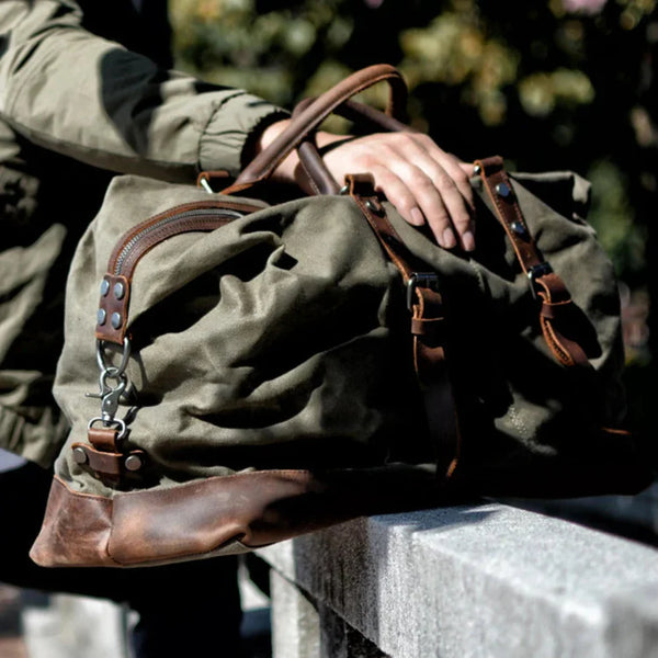 Kingstons | Elegancka torba weekendowa z płótna z skórzanymi akcentami