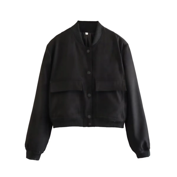 Krótka Kurtka Bomberka Z Napinanymi Guzikami