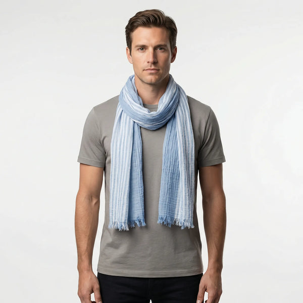 Lekki Szalik W Paski Z Frędzlami