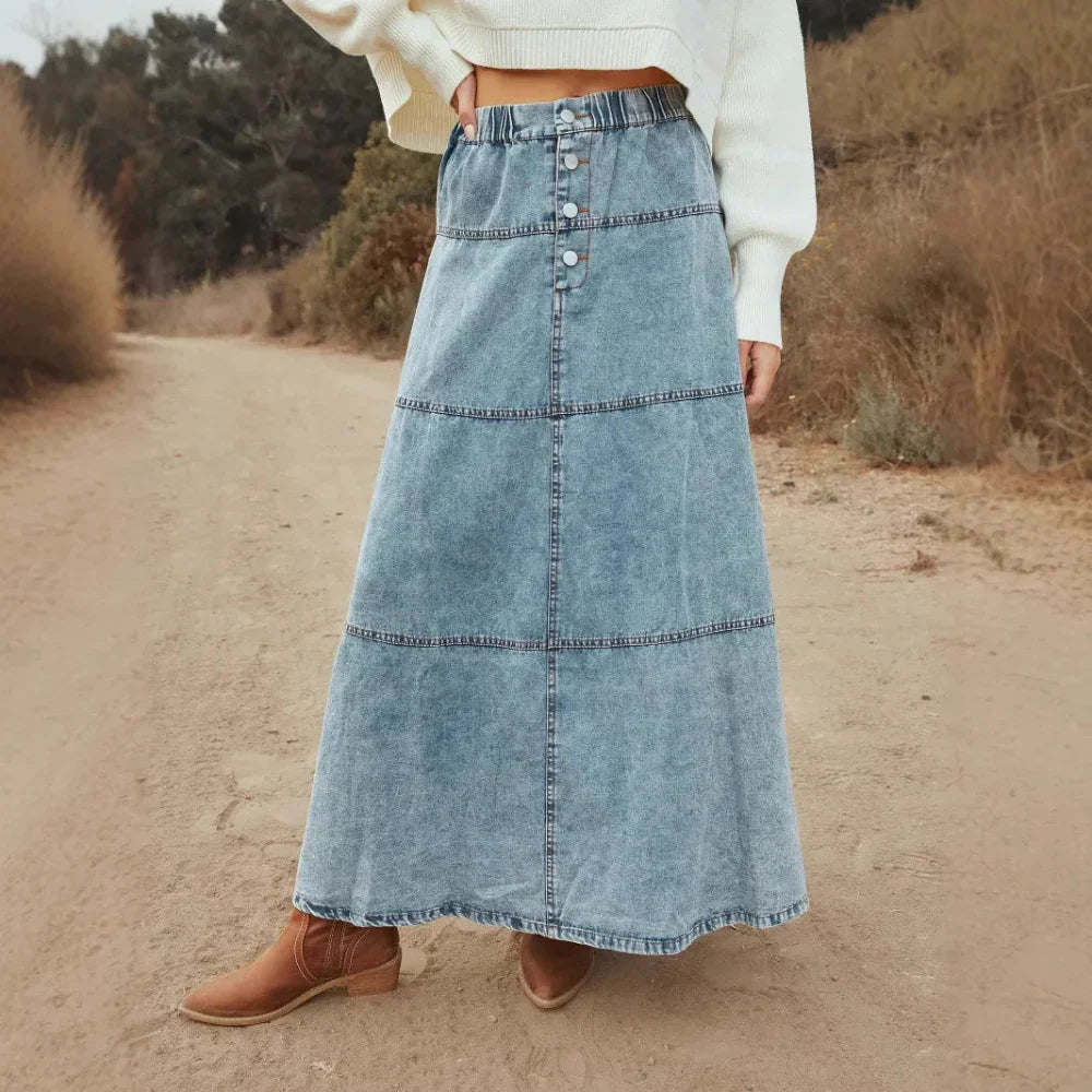 Lucia | Boho maxi dżinsowa spódnica