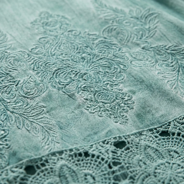 Luźna Sukienka Midi Z Haftem