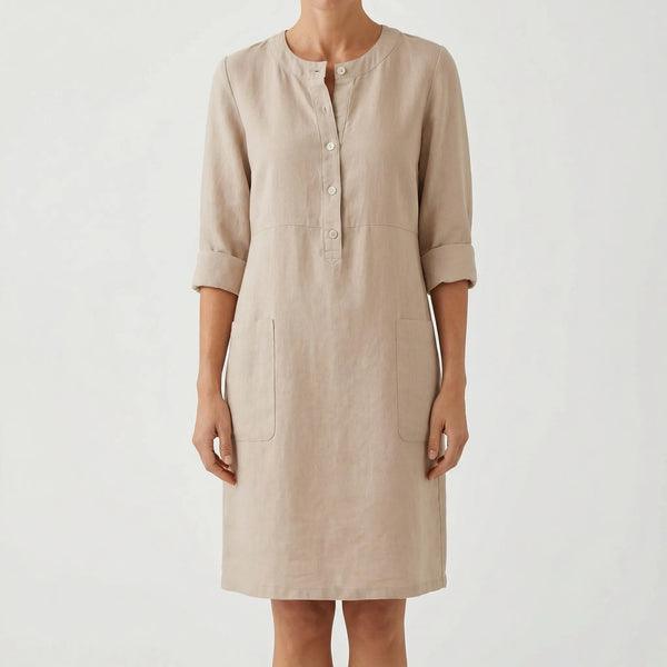 Luźna Sukienka Tunikowa Midi Z Kieszeniami