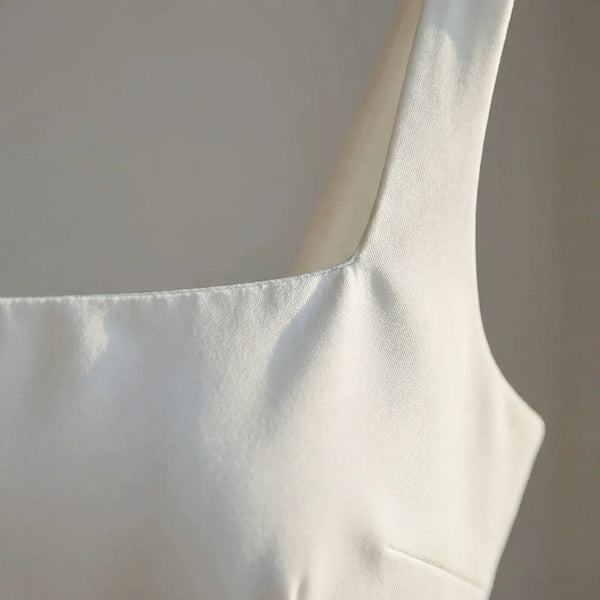 Midi Sukienka Na Cienkich Ramiączkach