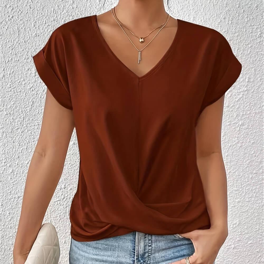 Mila | Casual T-shirt z dekoltem w serek