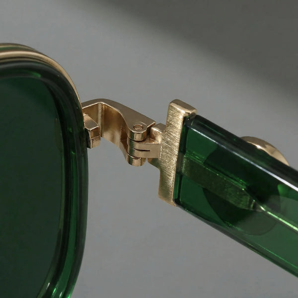 Okulary przeciwsłoneczne damskie | Zielone aviator ze złotą oprawką