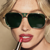 Okulary przeciwsłoneczne damskie | Zielone aviator ze złotą oprawką