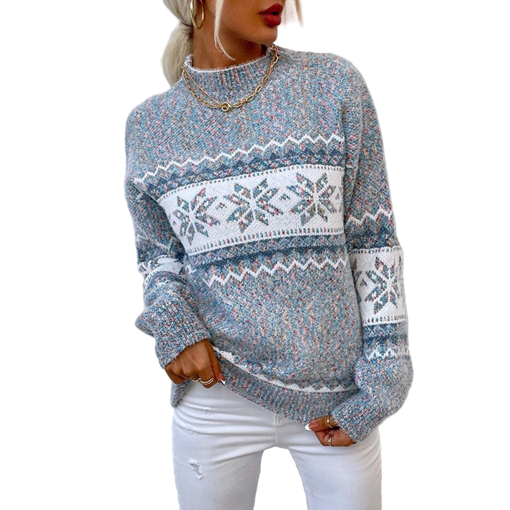 Sweter damski z skandynawskim wzorem zimowym | Dzianina