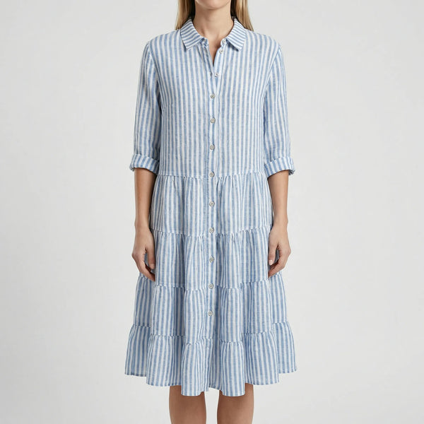 Sukienka W Pionowe Paski Do Kolan