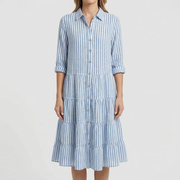 Sukienka W Pionowe Paski Do Kolan