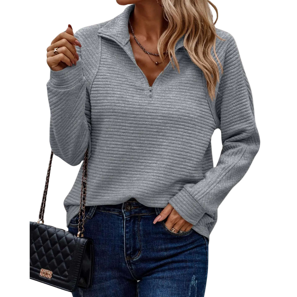 Sweter Stacey | Damski sweter z dzianiny z półzamkiem