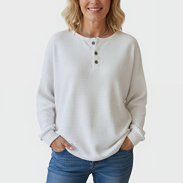Sweter wafelowy z guzikami – damski