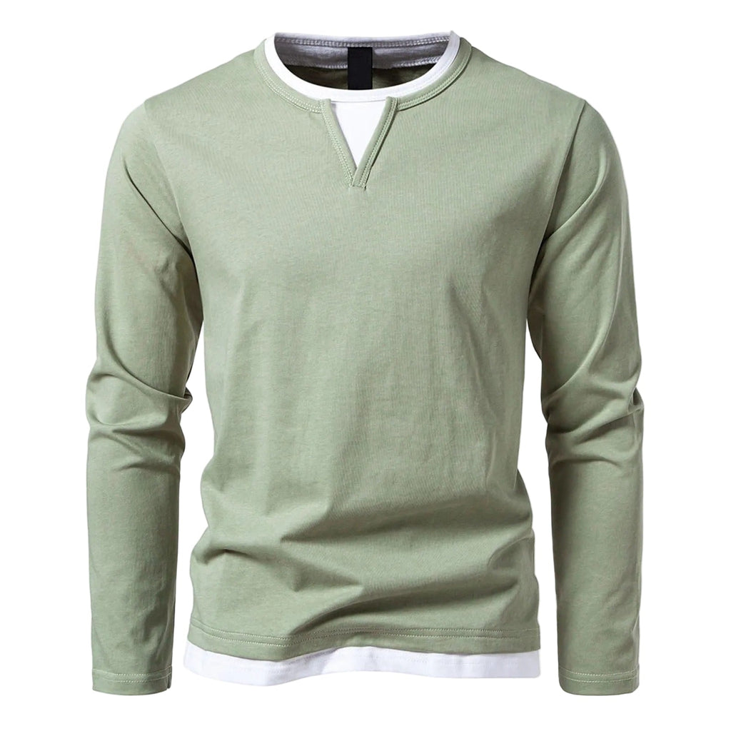 Henley | Męska koszula z długim rękawem z minimalistycznym kołnierzykiem Henley