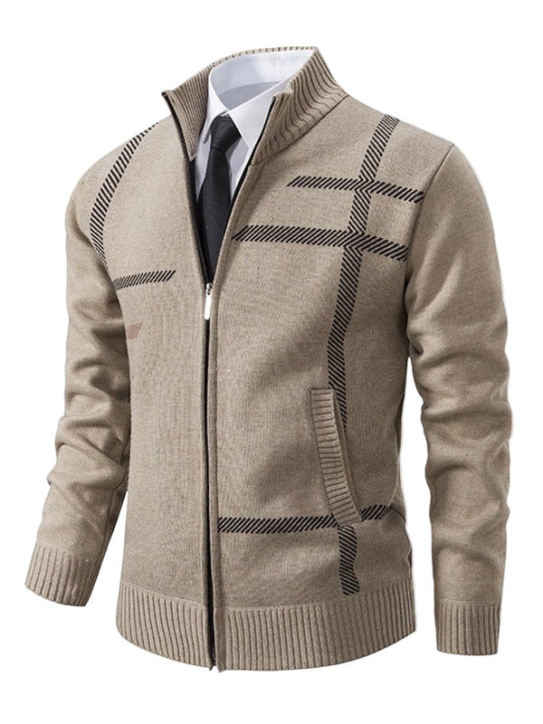Sweter męski z dzianiny | Ciepła kamizelka z wzorem linii