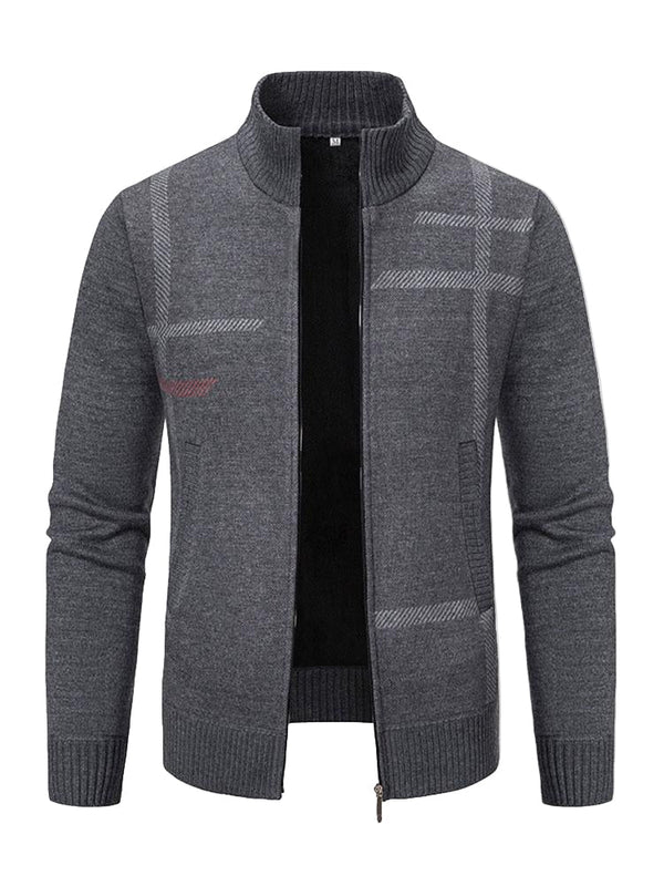 Sweter męski z dzianiny | Ciepła kamizelka z wzorem linii
