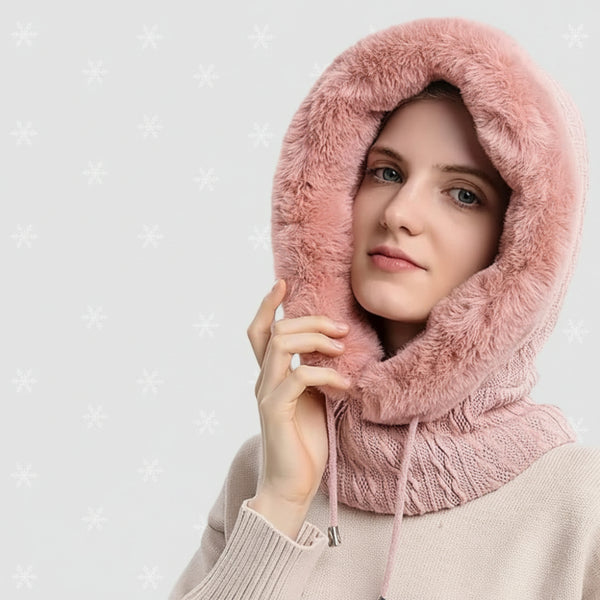 WinterCozy | Ciepły, dzianinowy szalik z kapturem